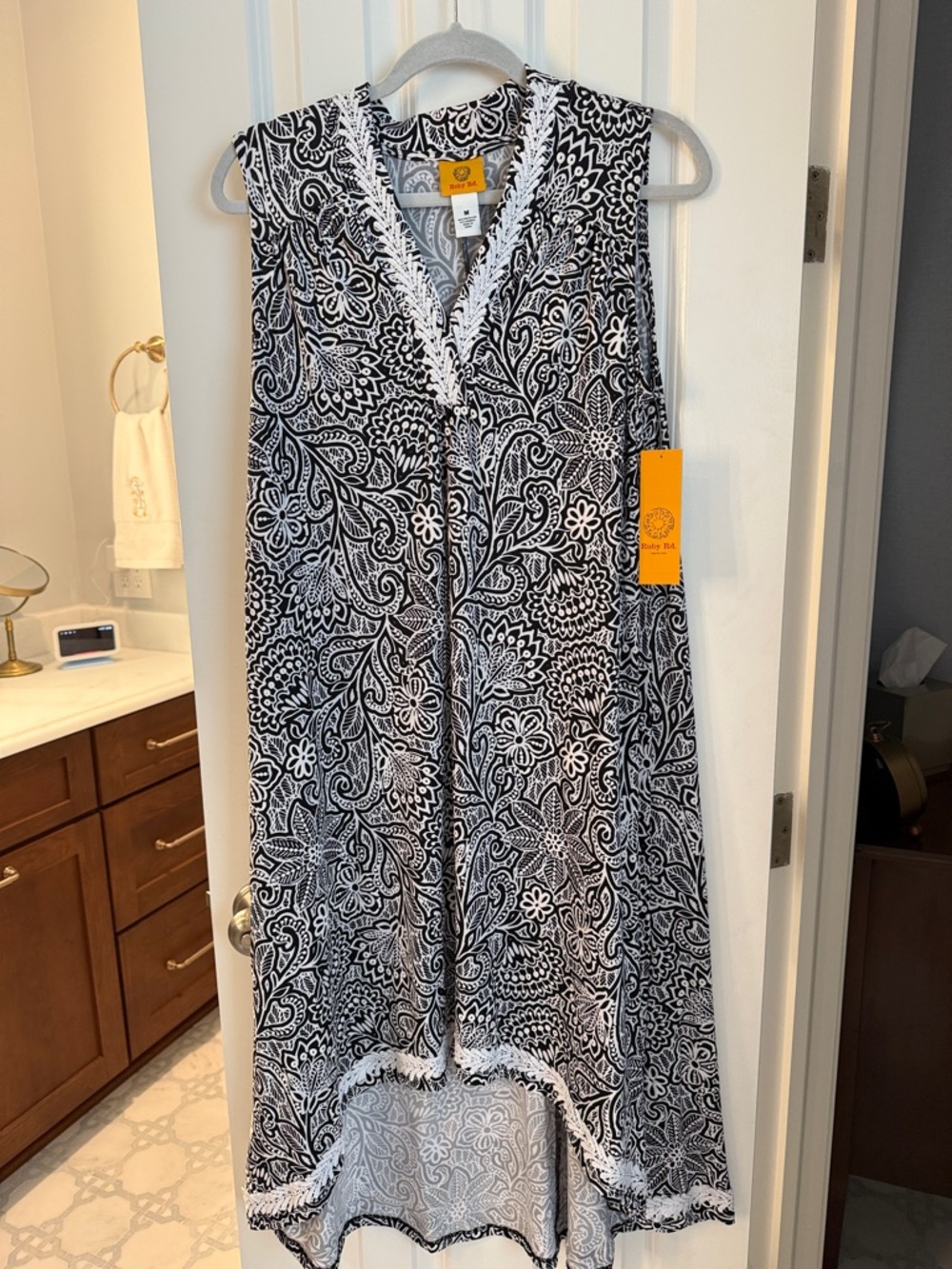 Ruby Rd. Black & White Paisley High-Low Sleeveless Dress